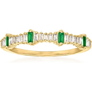 image:imageRossSimons 014 ct tw Diamond and 10 ct tw Emerald Stackable Ring in 14kt Yellow GoldEmerald