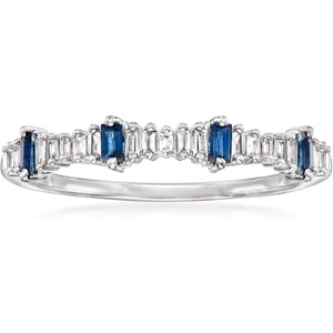 image:imageRossSimons 014 ct tw Diamond and 10 ct tw Sapphire Stackable Ring in 14kt White GoldSapphire