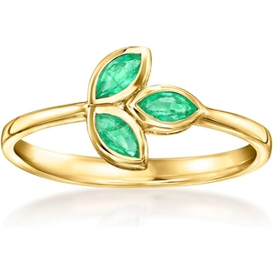 image:imageRossSimons 020 ct tw Emerald Leaf Ring in 10kt Yellow GoldEmerald