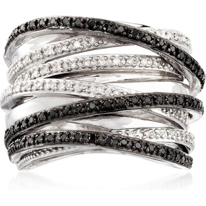 image:imageRossSimons 030 ct tw Black and White Diamond Highway Ring in Sterling SilverDiamond