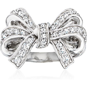 image:imageRossSimons 050 ct tw White Topaz Bow Ring in Sterling SilverTopaz