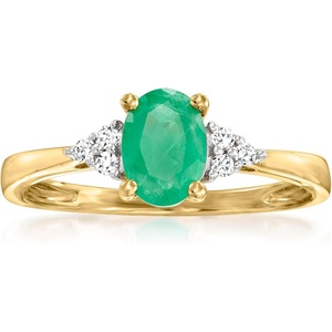 image:imageRossSimons 060 Carat Emerald Ring With Diamonds in 14kt Yellow GoldEmerald
