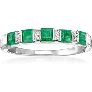 image:imageRossSimons 070 ct tw Emerald Ring With Diamonds in Sterling SilverEmerald