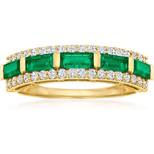 image:imageRossSimons 080 ct tw Emerald and 41 ct tw Diamond Ring in 14kt Yellow GoldEmerald