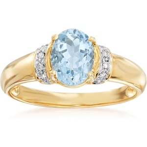 image:imageRossSimons 100 Carat Aquamarine Ring With Diamonds in 14kt Yellow GoldAquamarine