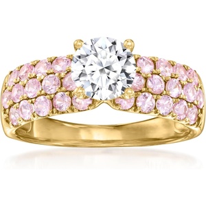 image:imageRossSimons 100 Carat LabGrown Diamond Ring With 100 ct tw Pink Sapphires in 14kt Yellow GoldDiamond