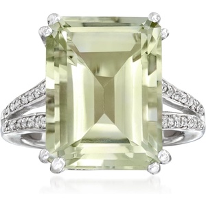 image:imageRossSimons 1100 Carat Prasiolite and 10 ct tw White Topaz Ring in Sterling Silverprasiolitequartz