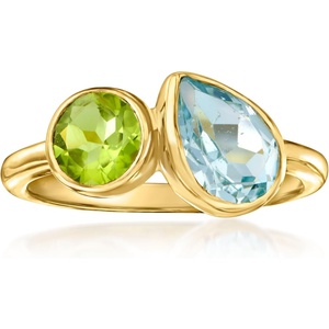 image:imageRossSimons 130 Carat Sky Blue Topaz and 60 Carat Peridot Toi Et Moi Ring in 18kt Gold Over SterlingPeridot
