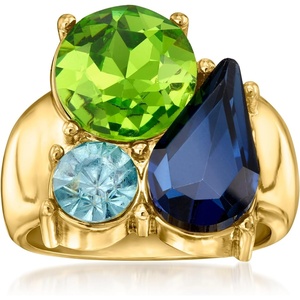 image:imageRossSimons 14kt Yellow GoldPlated Ring With Simulated Tonal Blue and Green GemstonesNo Gemstone
