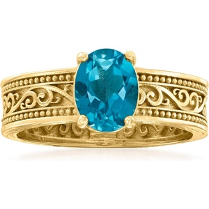 image:imageRossSimons 150 Carat London Blue Topaz Scrollwork Ring in 18kt Gold Over SterlingTopaz