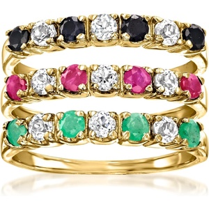 image:imageRossSimons 150 ct tw MultiGemstone Jewelry Set 3 Rings in 18kt Gold Over SterlingEmerald