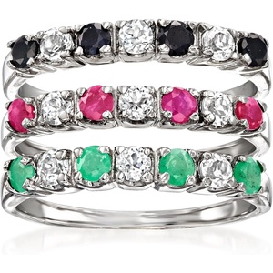 image:imageRossSimons 150 ct tw MultiGemstone Jewelry Set 3 Rings in Sterling SilverEmerald