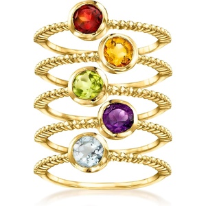 image:imageRossSimons 160 ct tw MultiGemstone Jewelry Set 5 Rings in 18kt Gold Over SterlingAmethyst