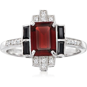 image:imageRossSimons 180 Carat Garnet and 20 ct tw Black Spinel Ring With 10 ct tw White Topaz in Sterling SilverGarnet