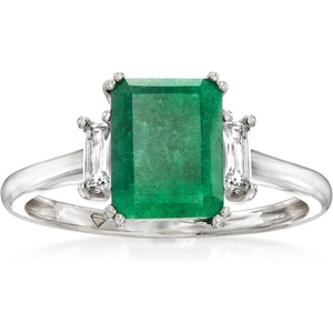 image:imageRossSimons 200 Carat Emerald Ring With 30 ct tw White Topaz in Sterling SilverEmerald