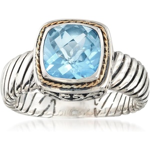 image:imageRossSimons 230 Carat Sky Blue Topaz BaliStyle Ring in 2Tone Sterling SilverTopaz