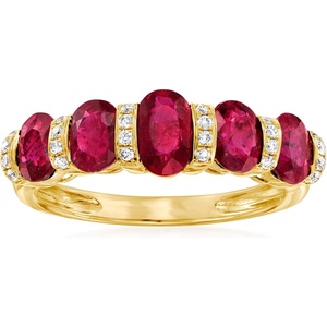 image:imageRossSimons 250 ct tw Ruby and 10 ct tw Diamond Ring in 14kt Yellow GoldRuby