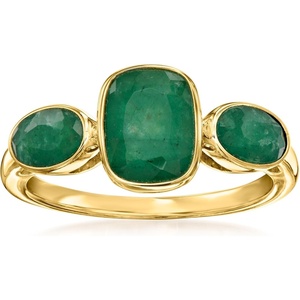 image:imageRossSimons 280 ct tw Emerald 3Stone Ring in 18kt Gold Over SterlingEmerald