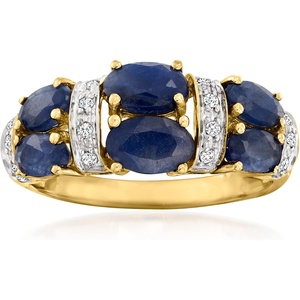 image:imageRossSimons 280 ct tw Sapphire Ring With Diamonds in 14kt Yellow GoldSapphire