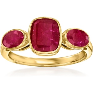 image:imageRossSimons 330 ct tw Ruby 3Stone Ring in 18kt Gold Over SterlingRuby
