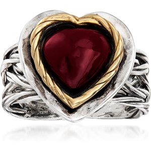 image:imageRossSimons 400 Carat Garnet Heart Ring in Sterling Silver and 14kt Yellow GoldGarnet