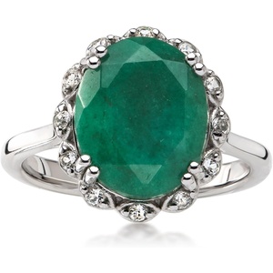 image:imageRossSimons 420 Carat Emerald Ring With 10 ct tw White Topaz in Sterling SilverEmerald