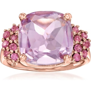 image:imageRossSimons 490 Carat Amethyst and 60 ct tw Rhodolite Garnet Ring in 18kt Rose Gold Over SterlingAmethyst