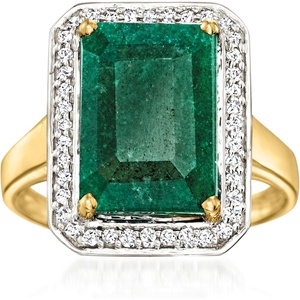 image:imageRossSimons 550 Carat Emerald and 20 ct tw Diamond Ring in 14kt Yellow GoldEmerald