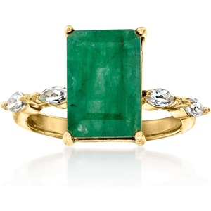 image:imageRossSimons 550 Carat Emerald and 50 ct tw White Topaz Ring in 18kt Gold Over SterlingEmerald