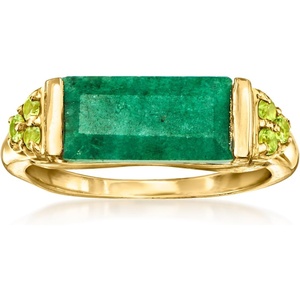 image:imageRossSimons 550 Carat Emerald and 60 ct tw Peridot Ring in 18kt Gold Over SterlingEmerald
