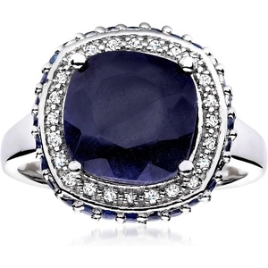 image:imageRossSimons 570 ct tw Sapphire and 10 ct tw White Topaz Ring in Sterling SilverSapphire