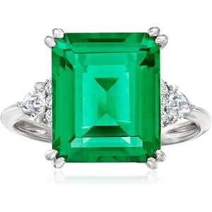 image:imageRossSimons 600 ct tw Simulated Emerald and 19 ct tw CZ Ring in Sterling SilverEmerald