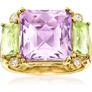 image:imageRossSimons 650 Carat Amethyst and 140 ct tw Peridot Ring With White Topaz in 18kt Gold Over SterlingAmethyst
