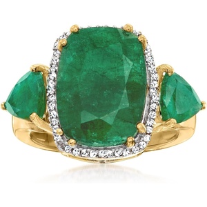 image:imageRossSimons 700 ct tw Emerald and 13 ct tw Diamond Ring in 18kt Gold Over SterlingEmerald