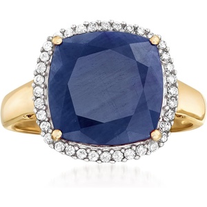 image:imageRossSimons 710 Carat Sapphire and 16 ct tw Diamond Ring in 14kt Yellow GoldSapphire