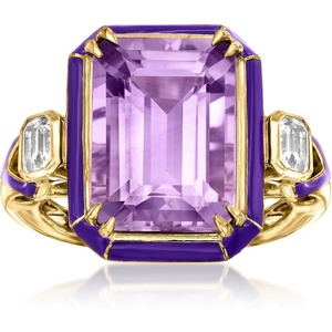 image:imageRossSimons 725 Carat Amethyst and 60 ct tw White Topaz Ring in 18kt Gold Over SterlingAmethyst