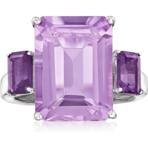 image:imageRossSimons 900 ct tw EmeraldCut Amethyst Ring in Sterling SilverAmethyst