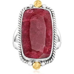 image:imageRossSimons 950 Carat Ruby RopedEdge Ring in Sterling Silver With 18kt Gold Over SterlingRuby
