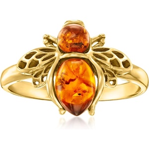 image:imageRossSimons Amber Bumblebee Ring in 18kt Gold Over SterlingAmber