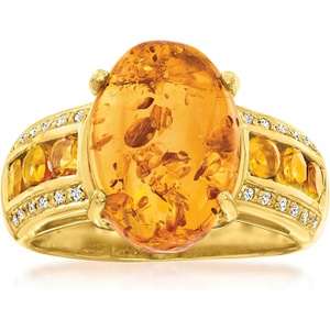 image:imageRossSimons Amber and 50 ct tw Citrine Ring With White Topaz in 18kt Gold Over SterlingAmber