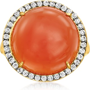image:imageRossSimons Carnelian and 60 ct tw White Topaz Ring in 18kt Gold Over SterlingCarnelian
