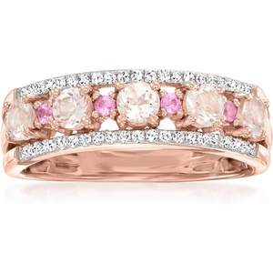 image:imageRossSimons Gemstone and Diamond Ring in 18kt Gold Over SterlingMorganite