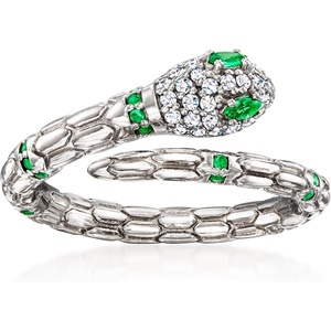 image:imageRossSimons Italian 14 ct tw Simulated Emerald and 10 ct tw CZ Snake Ring in Sterling SilverEmerald