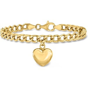 image:imageRossSimons Italian 18kt Gold Over Sterling Puffed Heart CurbLink Braceletno gemstone