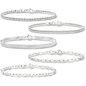 image:imageRossSimons Italian Sterling Silver Jewelry Set 5 Chain BraceletsWhite