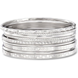 image:imageRossSimons Italian Sterling Silver Jewelry Set 7 Assorted Texture Bangle Braceletsno gemstone