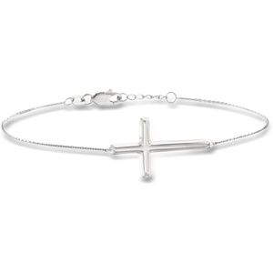 image:imageRossSimons Italian Sterling Silver Sideways Cross Braceletno gemstone