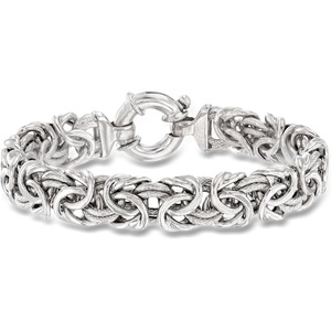 image:imageRossSimons Italian Sterling Silver Textured and Polished Byzantine Braceletno gemstone