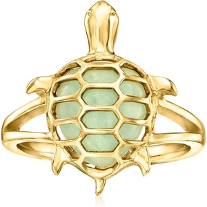 image:imageRossSimons Jade Turtle Ring in 18kt Gold Over SterlingJade