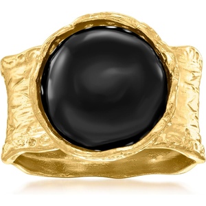image:imageRossSimons Onyx Wide Ring in 18kt Gold Over SterlingOnyx